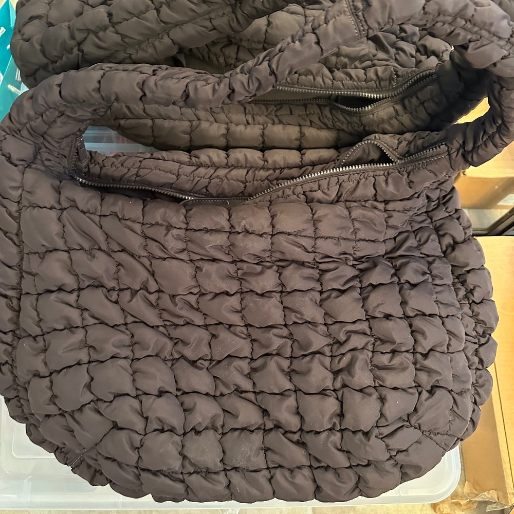 Cos quilted oversized bag dark brown